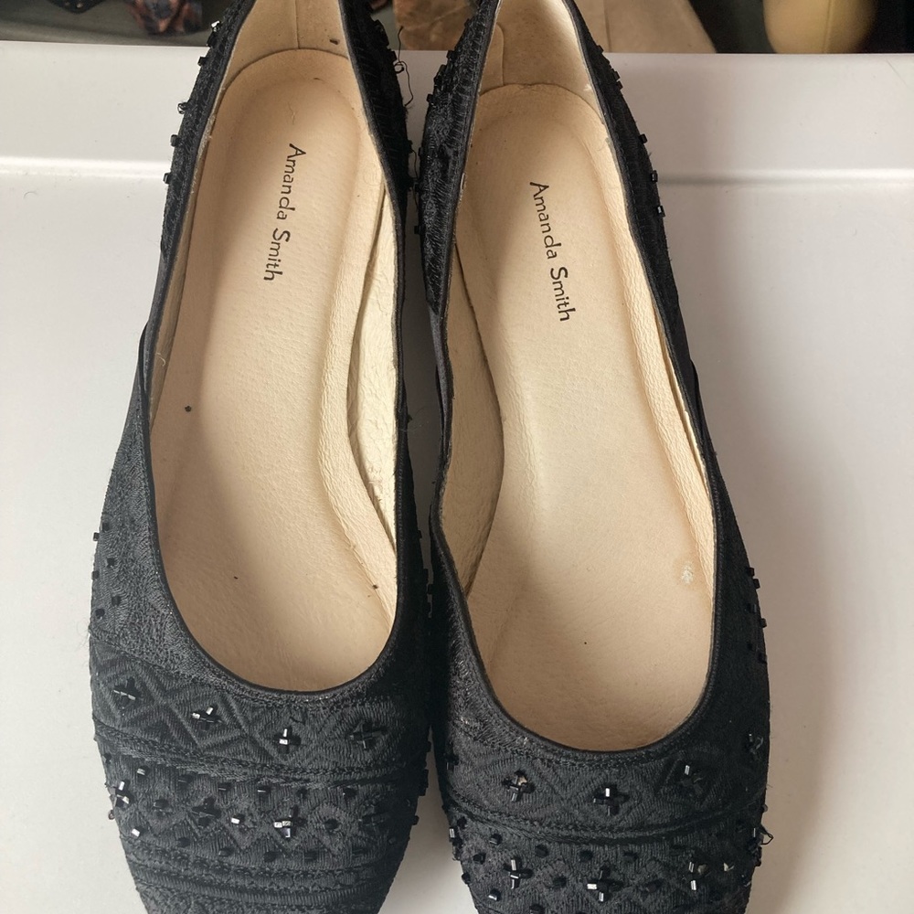 Black Glitter Flats